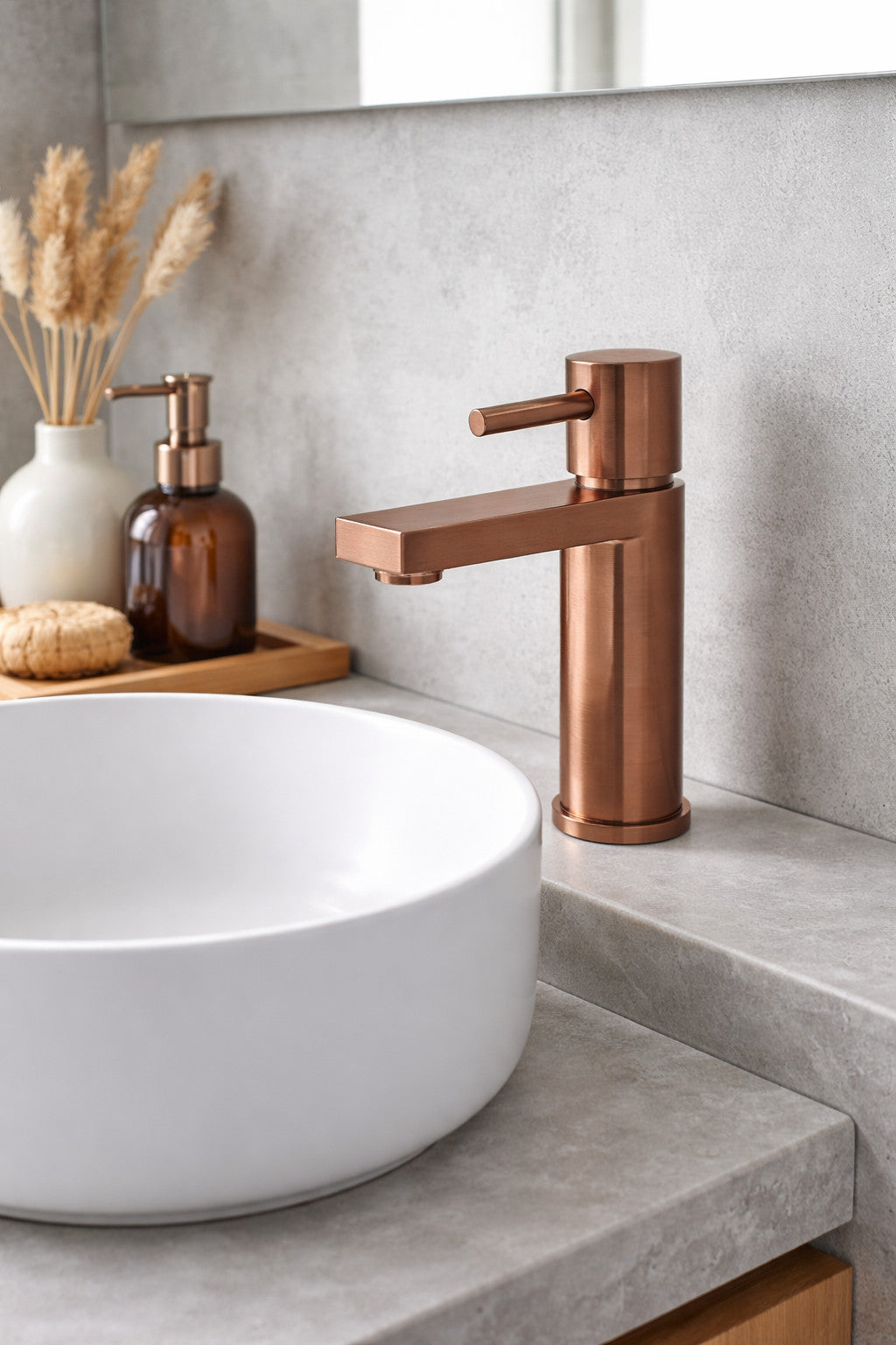 Basin Mixer Tap Brushed Copper inc Waste Single Lever WRAS Bathroom Sink