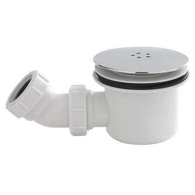 Shower Waste Trap 90mm Chrome Vented Dome Easy Clean High Flow Shower Tray