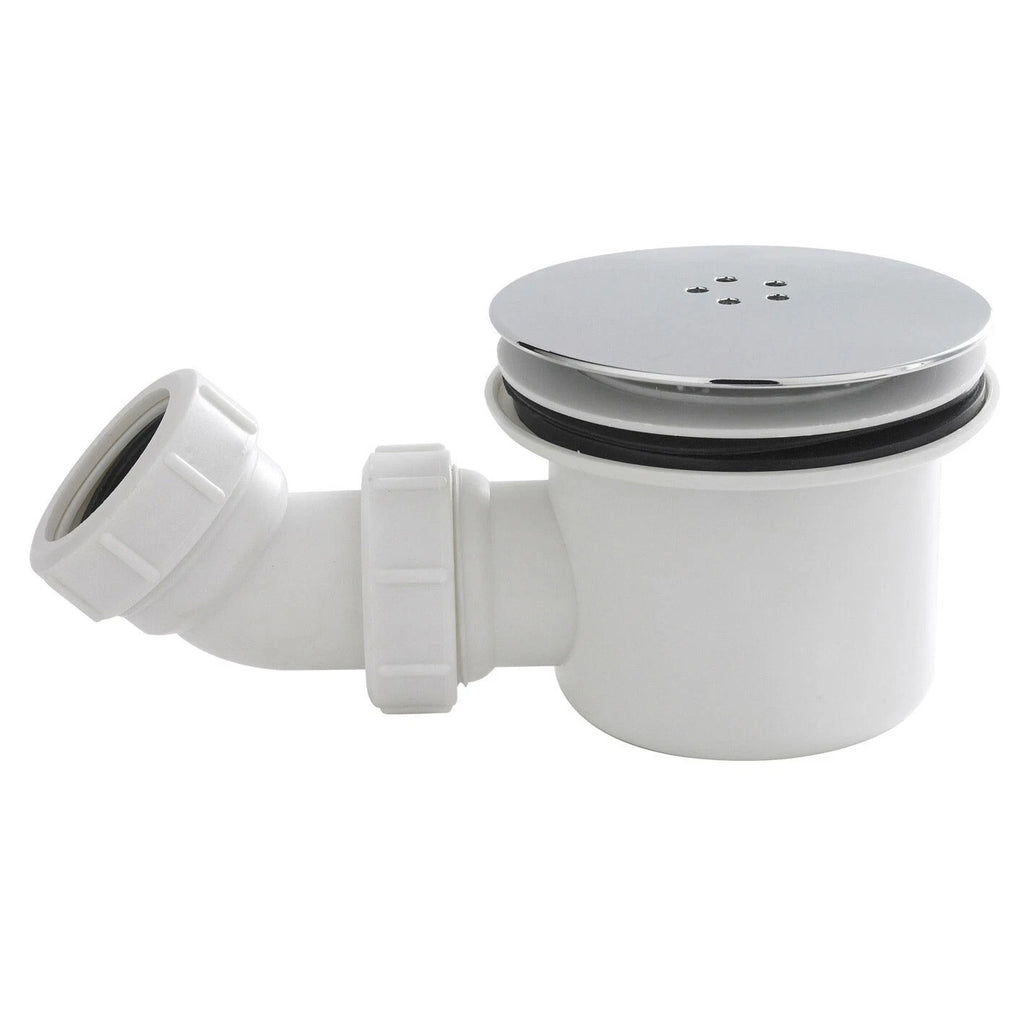 Shower Waste Trap 90mm Chrome Vented Dome Easy Clean High Flow Shower Tray
