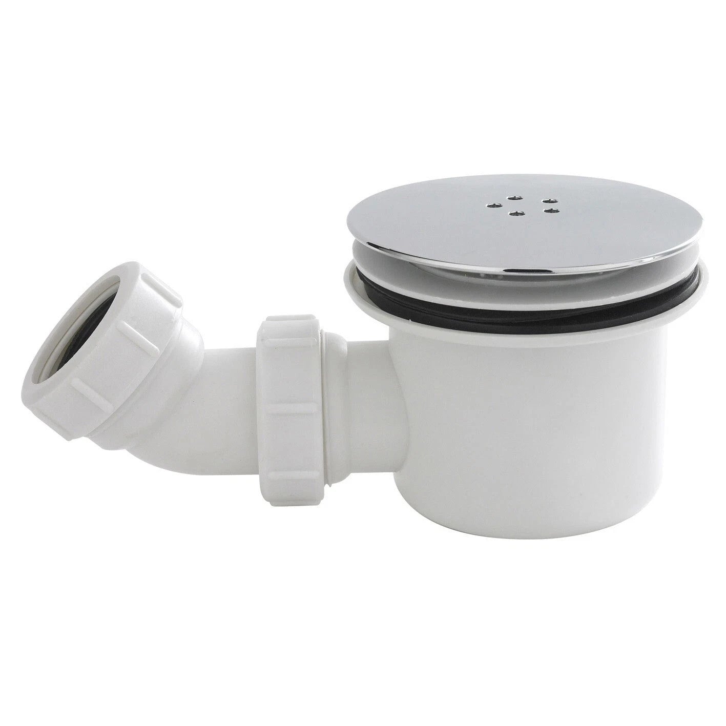 Shower Waste Trap 90mm Chrome Vented Dome Easy Clean High Flow Shower Tray