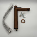 Tall Basin Mixer Tap Brushed Copper High Rise 300mm Single Lever WRAS Brass