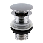 Unslotted Basin Waste Round Pop Up Bathroom Sink Chrome Solid Brass