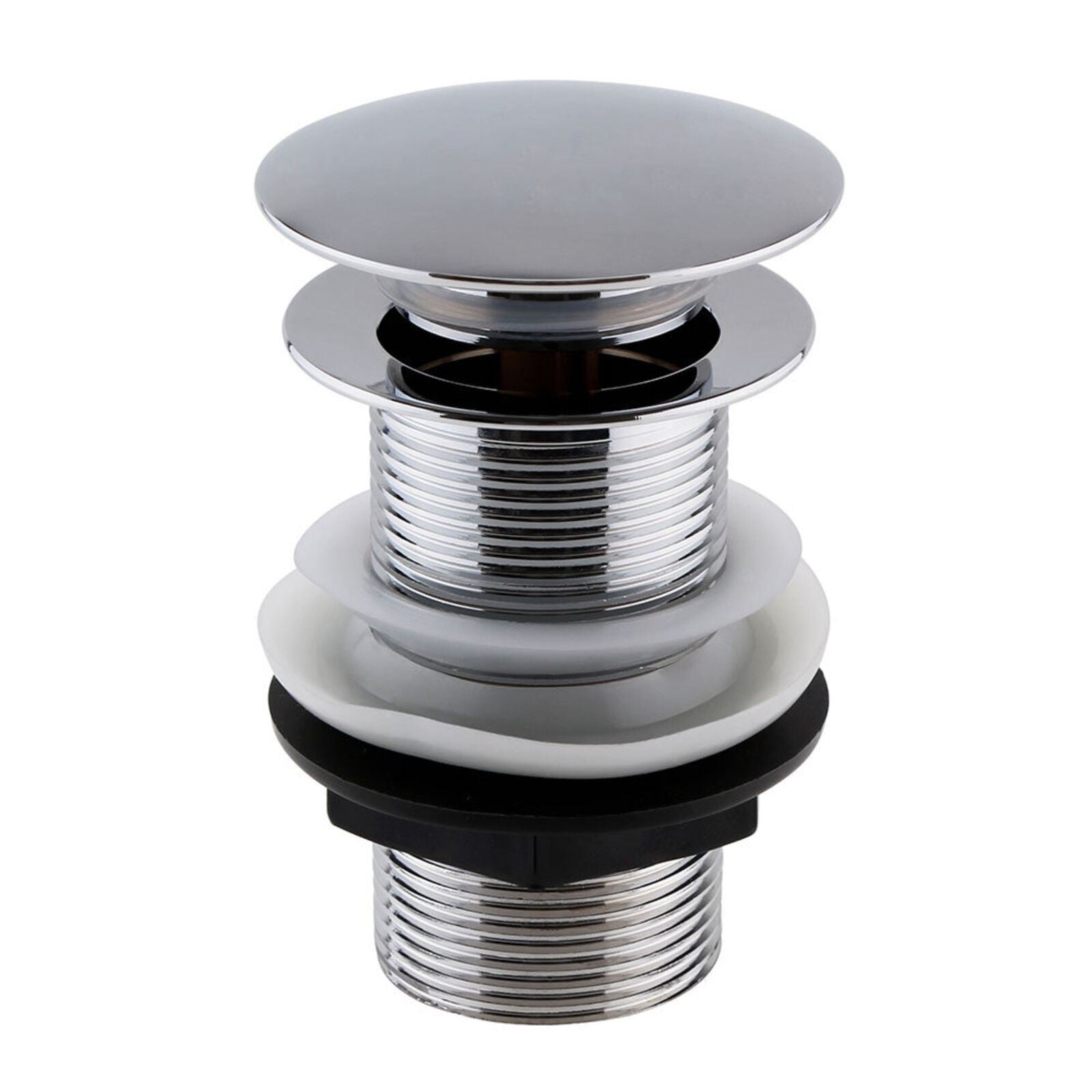 Unslotted Basin Waste Round Pop Up Bathroom Sink Chrome Solid Brass